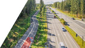 Motorway and cycle lane.